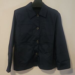 Preston &York woman button up shirt Navy 14